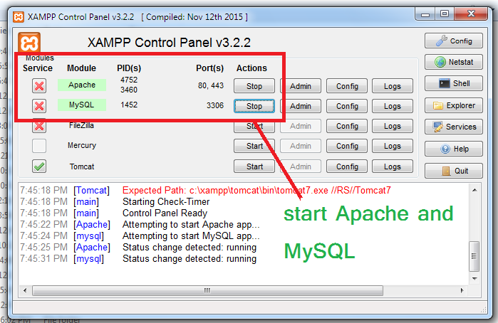 Xampp Control Pannel