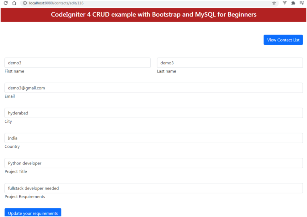 CodeIgniter 4 CRUD example with Bootstrap and MySQL for Beginners - The ...